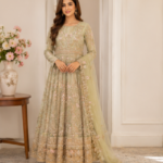 Mint Embroidered Bridal Anarkali Gown