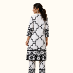 Black & White Geometric Printed Kurta Pant Set | Straight Fit Ethnic Co-Ord Set | Casual & Office Wear - Image 3