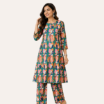 Multicolor Floral Printed Kurta Pant Set | Contemporary Ethnic Co-Ord Set | Casual & Vacation Wear