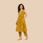 Floral Printed Sleeveless A-Line Kurta Pant Set | Embroidered Neck Ethnic Co-Ord Set for Women | Casual Summer Wear