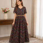 Multi-Colored Chevron Print Ethnic Maxi Gown