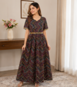 Multi-Colored Chevron Print Ethnic Maxi Gown