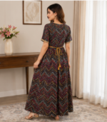 Multi-Colored Chevron Print Ethnic Maxi Gown - Image 2