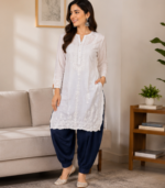 Navy Blue Pleated Afghani/Balloon Salwar Pants - Image 4