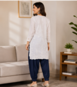 Navy Blue Pleated Afghani/Balloon Salwar Pants - Image 3