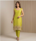 Ehsaas Lime Green Chanderi Silk Suit - Image 4