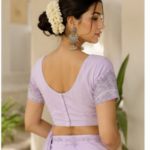 Lavender/Lilac Cotton-Silk Blouse featuring