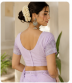 Lavender/Lilac Cotton-Silk Blouse featuring