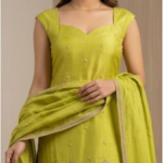 Ehsaas Lime Green Chanderi Silk Suit