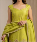 Ehsaas Lime Green Chanderi Silk Suit