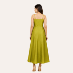 M Room Women's Olive Green Flared Maxi Dress with Matching Shrug | Sleeveless A-Line Dress for Women | Party & Casual Wear - Image 3