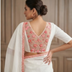 V-neck sheer net back blouse