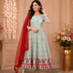 Elegant Lavender Embroidered Ethnic Set for Women | Designer Party Wear Kurta with Dupatta & Pants - Image 2