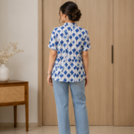 Women's Blue Printed Kurta with Coordinating Bottom Wear | Casual Ethnic Outfit - Image 4