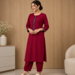 Cotton Kurta Set | Full Sleeve Straight Kurta with Matching Pants | Casual & Festive Wear - Image 3