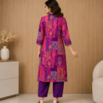 Elegant Women's Pink & Purple Patchwork Kurta Set | Straight Fit Kurta with Matching Pants | Ethnic Festive Wear - Image 4