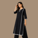 Black Kurta with Matching Pants - Image 2