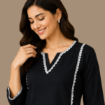 Black Kurta with Matching Pants - Image 3