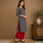 Women's Printed Kurta Set | Straight Fit Kurta with Matching Bottom | Casual & Ethnic Wear - Image 3