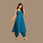 Elegant Teal Kurti with Matching Pants - Image 3